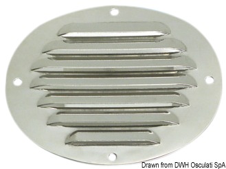 Lüftungsgitter, oval VA-Stahl, poliert 116x128 mm