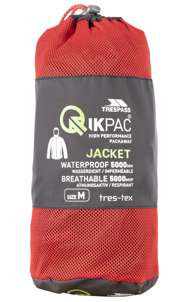 Trespass QIKPAC X Unisex Shell Jacke (schwarz, L, black red)