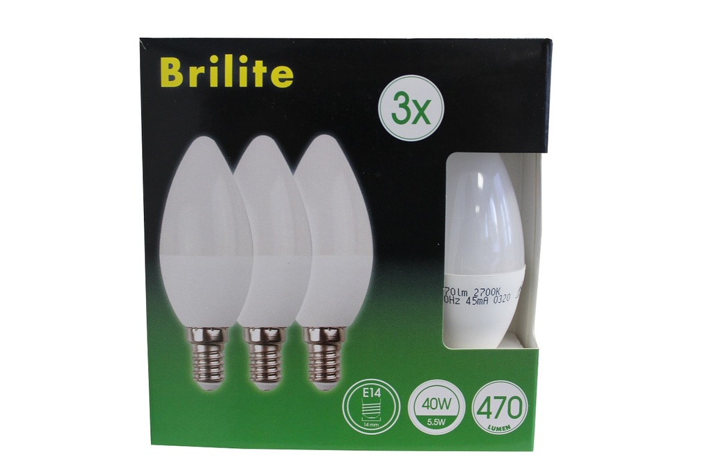 Brilite Glühbirne LED SMD B35 Kerze (weiss, 3.5cm × 10cm, E14, 3 Stk.)